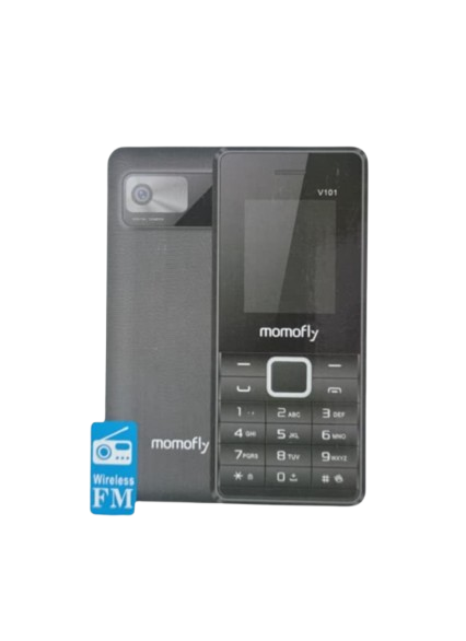 MOMOFLY V101 SCREEN 1.77’’ WIRELESS FM TORCH LIGHT CAMERA DUAL SIM CARD 5C BATTERY VIBRATION 1 YEAR WARRANTY KABAMBE/KATULULU/MULIKA MWIZI/FEATURE PHONE BUTTON MOBILE PHONE ON OFFER
