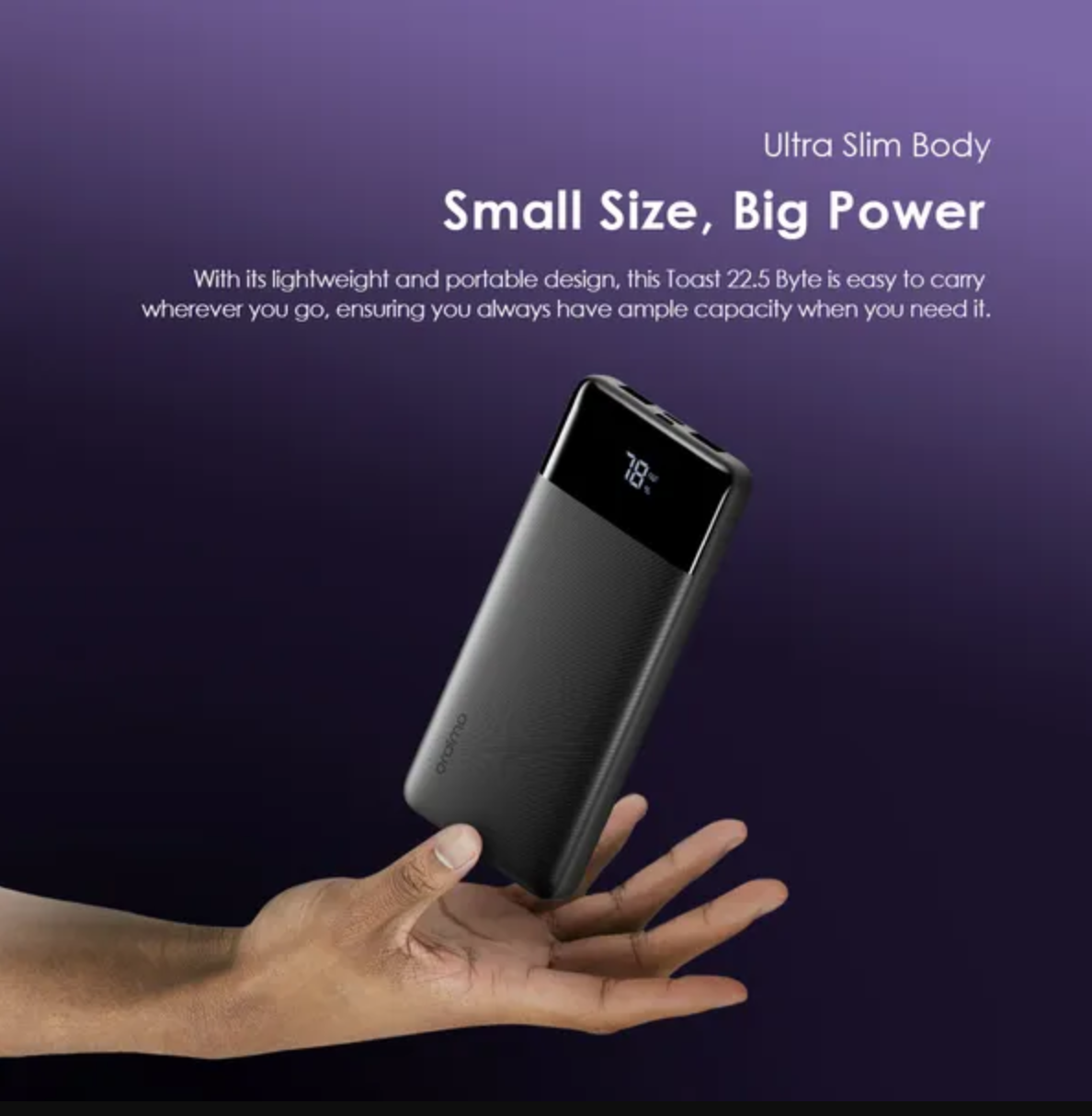 ORAIMO OPB-7100Q TOAST 22.5 SUPER FAST BYTE 10000MAH 22.5W TYPE-C IN & OUT ORIGINAL ORAIMO POWER BANK WITH TYPE-C CABLE