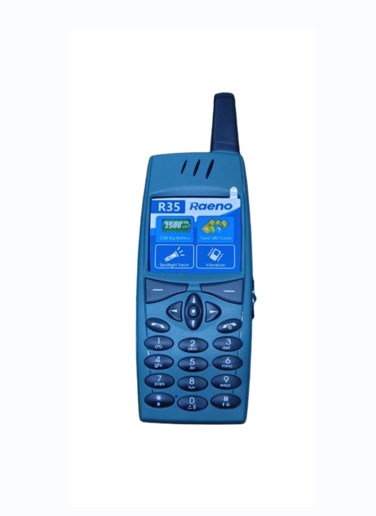 RAENO R35 BIG BATTERY 2500MAH TRIPPLE SIM CARD BLUETOOTH VIBRATION FM RADIO TORCH THREE 3 SIM CARDS SLOT WITH AERIAL KABAMBE KATULULU MULIKA MWIZI FEATURED PHONE BUTTON MOBILE PHONE 2 YEARS WARRANTY