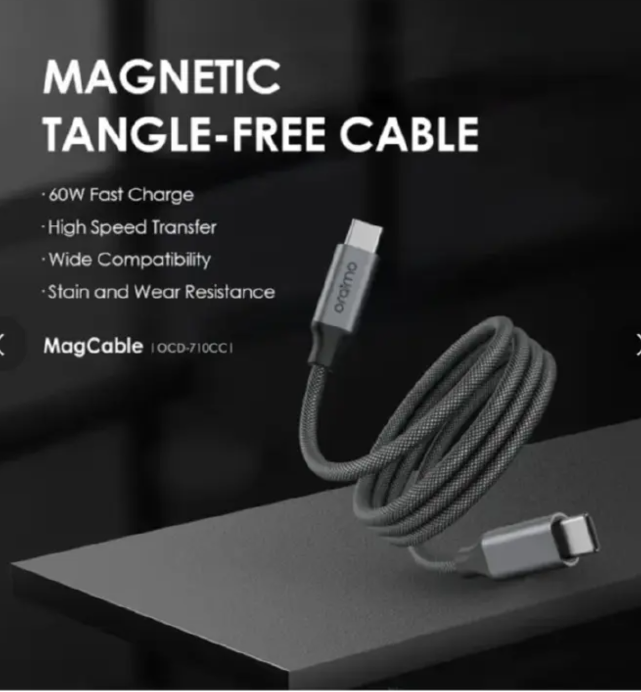 ORIGINAL ORAIMO CABLE C 2 C TYPE C CABLE 3A 60W FAST CHARGING HIGH SPEED DURABLE CABLE C TO C ORAIMO CABLE 1 METRE CABLE 60 WATTS