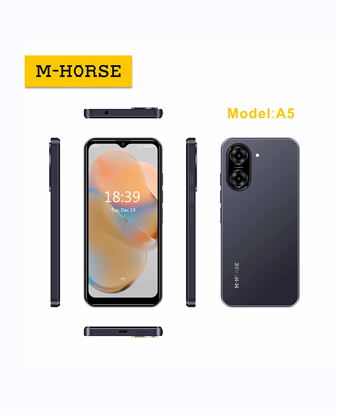 [NEW ARRIVAL] SMART PHONE M-HORSE A5 64GB ROM+4GB RAM SIDE FINGERPRINT 6.6’’ HD+INCELL WATERDROP SCREEN BATTERY 5000MAH 5MP FRONT+8MP REAR AI CAMERA FACE ID USB TYPE C ON OFFER
