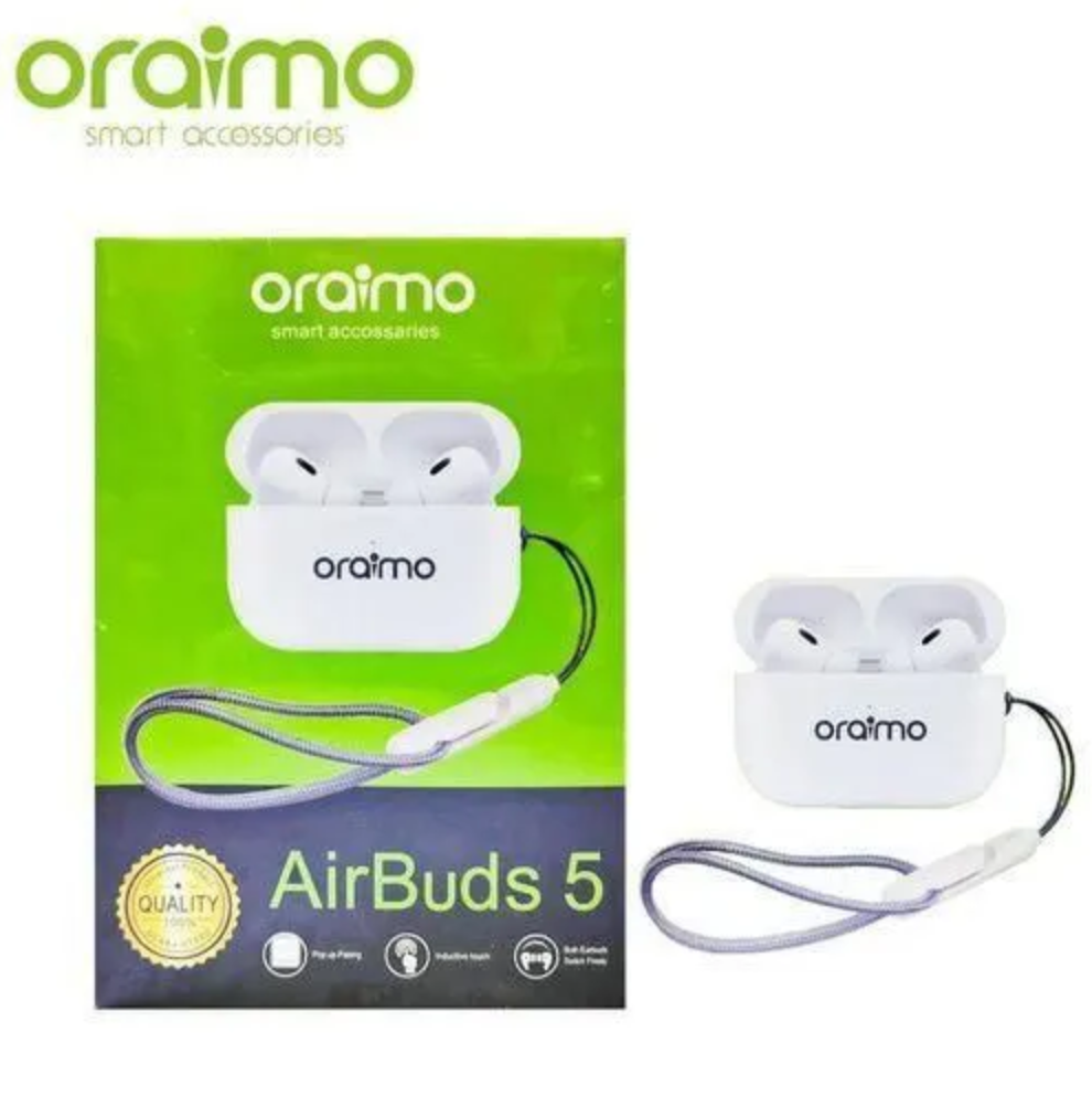 ORAIMO AIRBUDS 5 WIRELESS BLUETOOTH EARBUDS HEAVY BASS SOUND EARPODS, AIRPODS, EARBUDS, HEADPHONES, EARPHONES BLUETOOTH CONNECTION FOR ANDROID