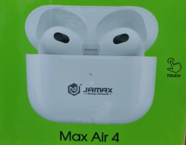 JAMAX MAX AIR 4 AIRPODS TWS WIRELESS EARBUDS BLUETOOTH CLEAR SOUND FREE PODS JAMAX EARBUDS