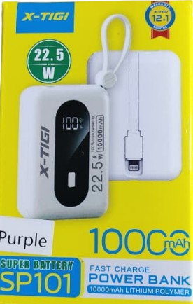 X-TIGI SP101 POWER BANK 10000MAH FAST CHARGING 1 YEAR WARRANTY 22.5W RECHARGEABLE POWER BANK
