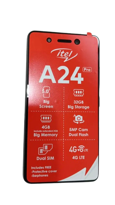 [NEW ARRIVAL] ITEL A24 PRO 4G 32GB ROM+2GB RAM SCREEN 5’’ DUAL SIM 5MP CAMERA ANDROID 13 SAFARICOM PHONE