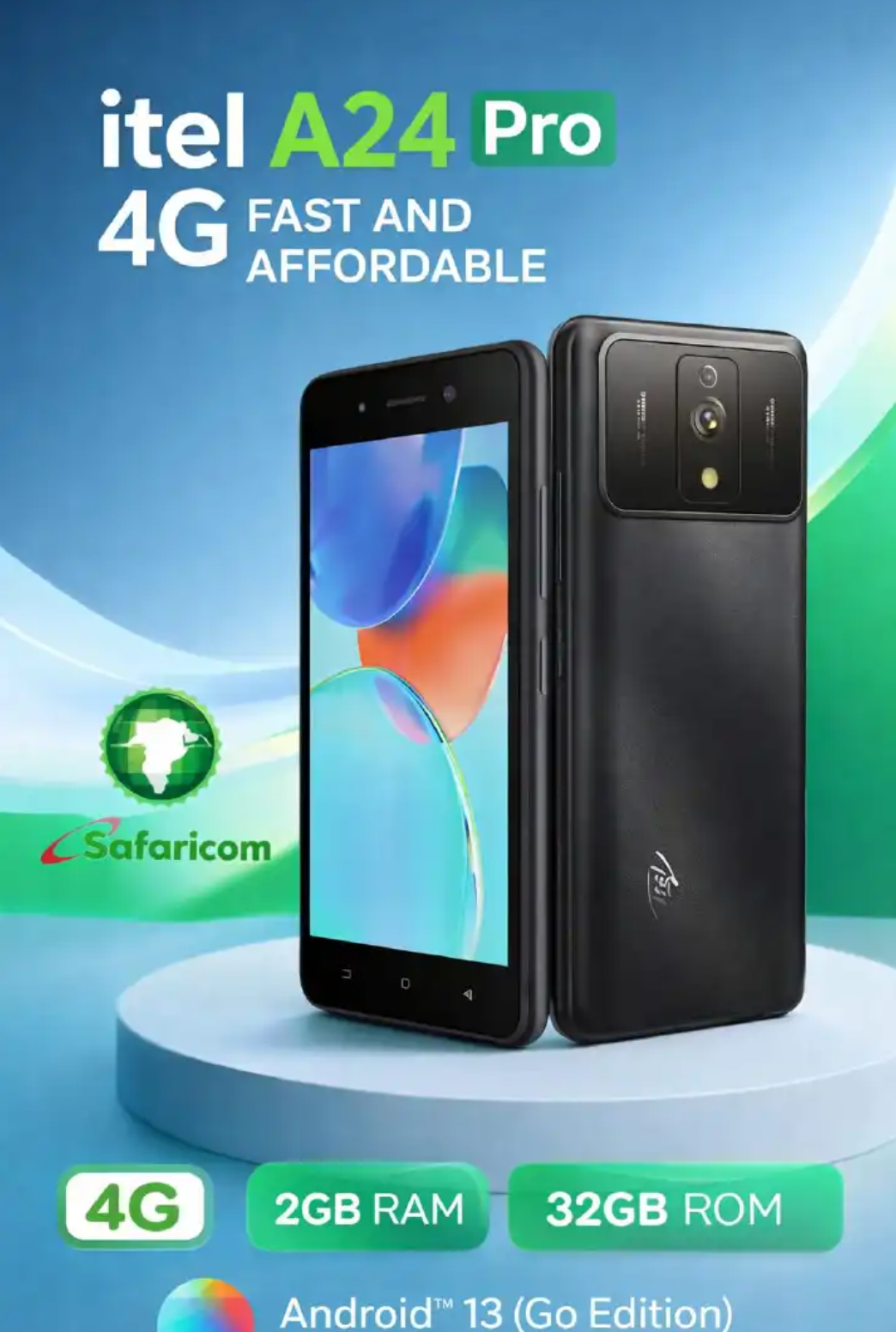 [NEW ARRIVAL] ITEL A24 PRO 4G 32GB ROM+2GB RAM SCREEN 5’’ DUAL SIM 5MP CAMERA ANDROID 13 SAFARICOM PHONE
