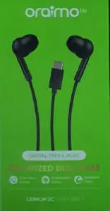 ORIGINAL ORAIMO EARPHONES CONCH 2C OEP-320C CLEAR IN CALLS COMFORTABLE EARTIPS THICKENED CABLE DIGITAL TYPE-C PLUG 1.2M CABLE LENGTH IN-EAR EARPHONE ONLY FOR DEVICES WITH TYPE-C PORT