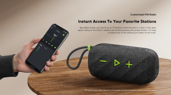 [NEW ARRIVAL] ORIGINAL ORAIMO SPACEBOX ACTIVE OBS-680 25W ORAIMO WIRELESS SPEARKER HAVY BASS PORTABLE BLUETOOTH,MEMORY CARD & FM RADIO SPEAKER  14 HOURS PLAY TIME MEDIUM VOLUME BATTERY 3000MAH