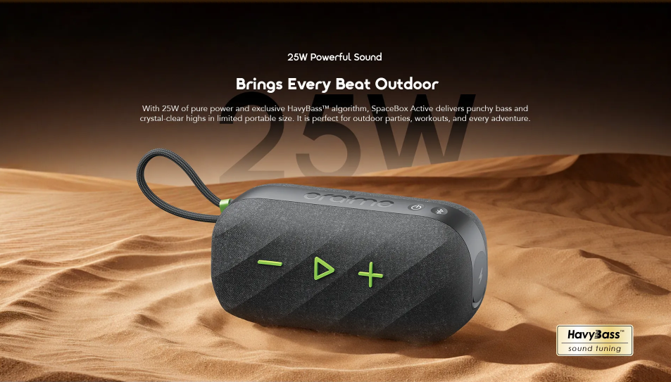 [NEW ARRIVAL] ORIGINAL ORAIMO SPACEBOX ACTIVE OBS-680 25W ORAIMO WIRELESS SPEARKER HAVY BASS PORTABLE BLUETOOTH,MEMORY CARD & FM RADIO SPEAKER  14 HOURS PLAY TIME MEDIUM VOLUME BATTERY 3000MAH