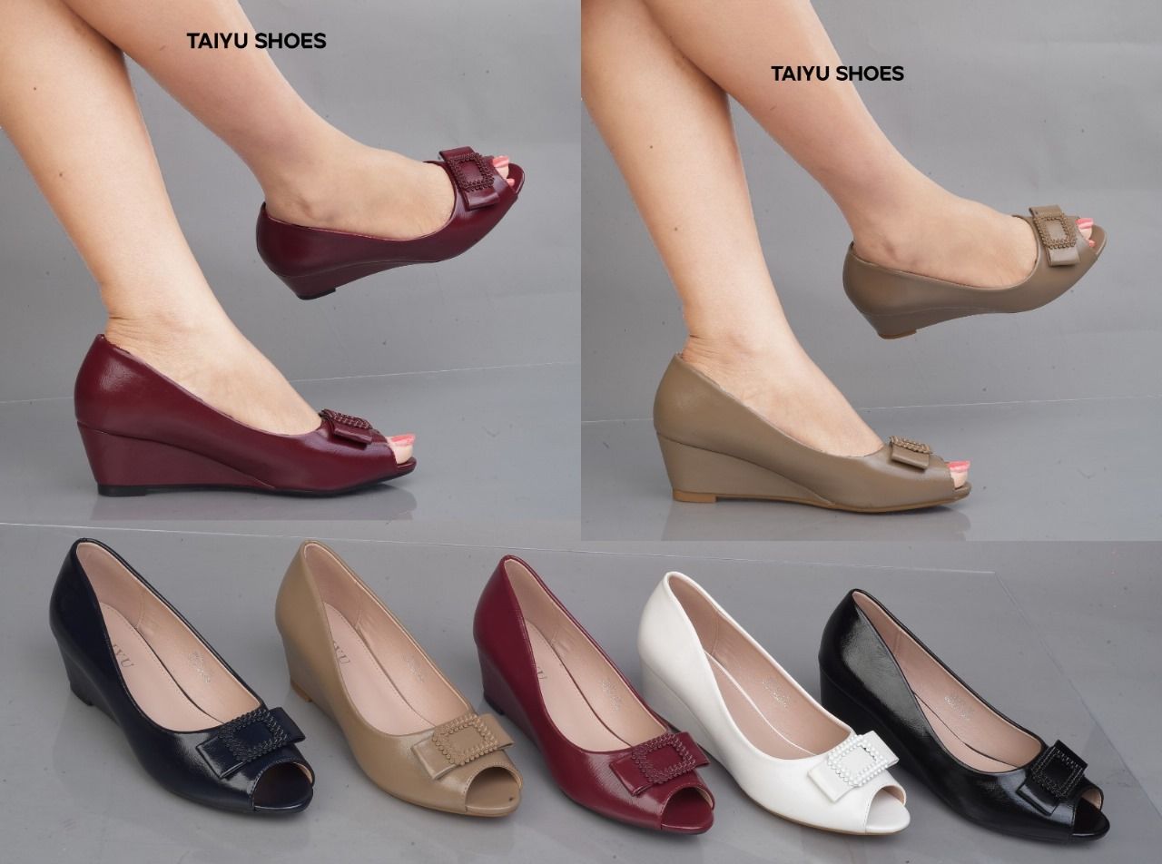 TAIYU OFFICIAL ⚡️🔥 leather ladies wedge Heels  high quality 💯Women Shoes women official wedge shoes🔥💥