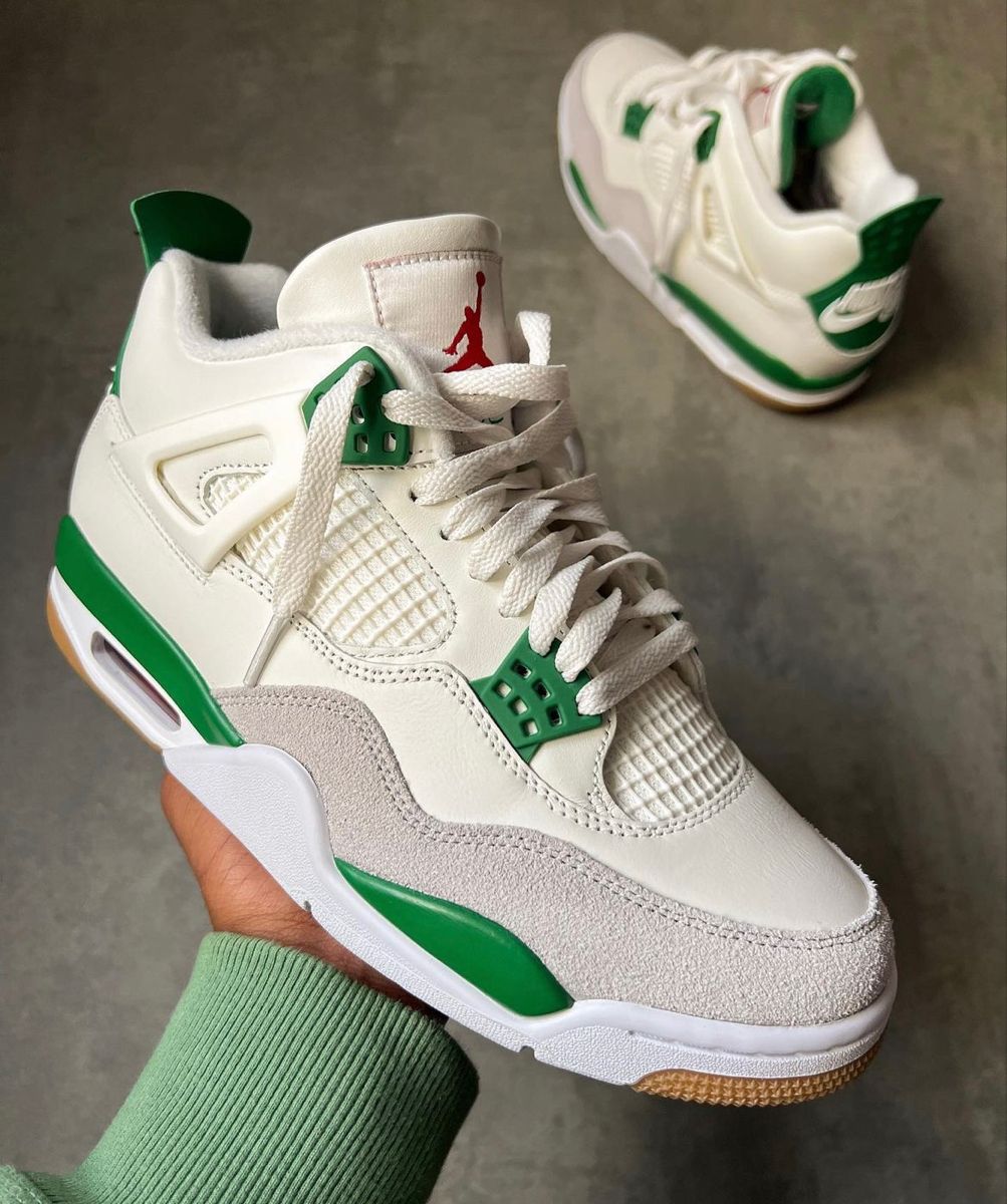 Original J4 Pine Green leather unisex vintage fashion breathable sneakers