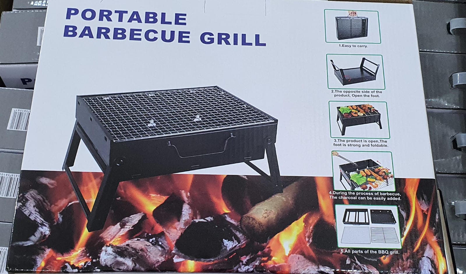 Portable Foldable Charcoal BBQ Grill🔥🔥 – Outdoor Camping Barbecue Stove with Skewers, Heat-Resistant Design & Easy Carry for Picnics, Parties, and Backyard Cooking