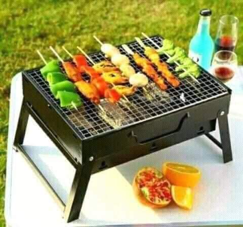 Portable Foldable Charcoal BBQ Grill🔥🔥 – Outdoor Camping Barbecue Stove with Skewers, Heat-Resistant Design & Easy Carry for Picnics, Parties, and Backyard Cooking