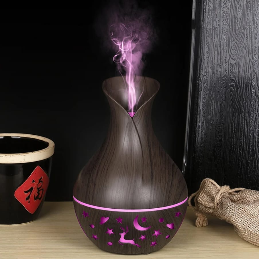 🌙 Elegant Wood Grain LED Aroma Diffuser & Humidifier 💧 – 🌸 Ultrasonic Essential Oil Diffuser | 🌿 Relaxing Mist & Air Purifier | 💡 7-Color LED Night Light | 🏠 Perfect for Home, Office & Spa