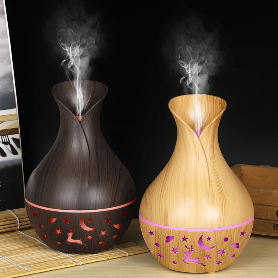 🌙 Elegant Wood Grain LED Aroma Diffuser & Humidifier 💧 – 🌸 Ultrasonic Essential Oil Diffuser | 🌿 Relaxing Mist & Air Purifier | 💡 7-Color LED Night Light | 🏠 Perfect for Home, Office & Spa