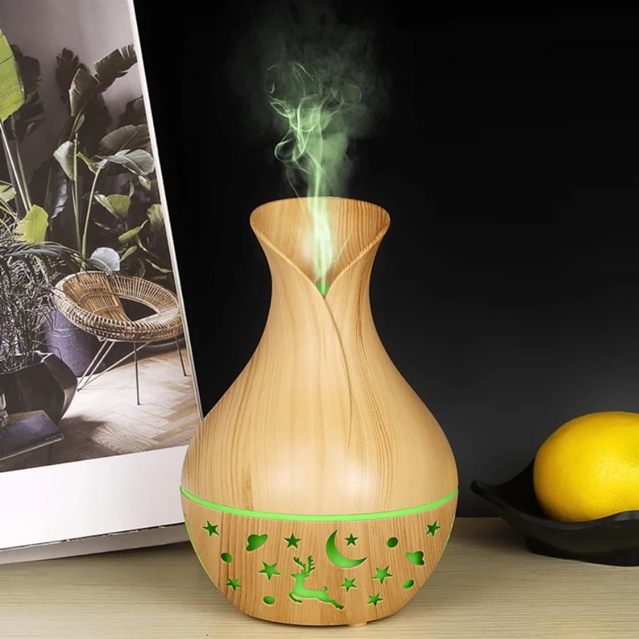🌙 Elegant Wood Grain LED Aroma Diffuser & Humidifier 💧 – 🌸 Ultrasonic Essential Oil Diffuser | 🌿 Relaxing Mist & Air Purifier | 💡 7-Color LED Night Light | 🏠 Perfect for Home, Office & Spa
