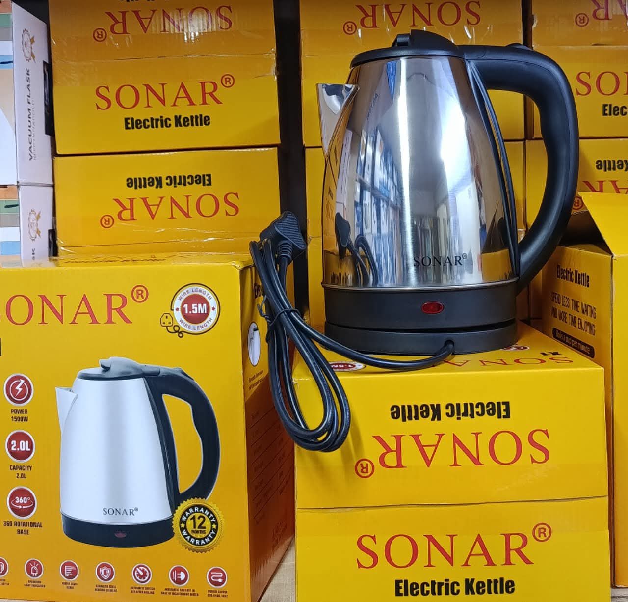 SONAR 2.0L Stainless Steel Electric Kettle – Fast Boil, Durable & Safe! ⚡💧Boil water in seconds with the SONAR Electric Kettle, designed for everyday convenience, safety, and modern kitchens. 💪✨