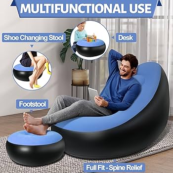 Inflatable Relax Lounge Sofa with Footrest – Ultimate Comfort Anywhere! 🏠✨Transform your space with this multifunctional inflatable sofa chair, perfect for lounging, reading, gaming, or working fro