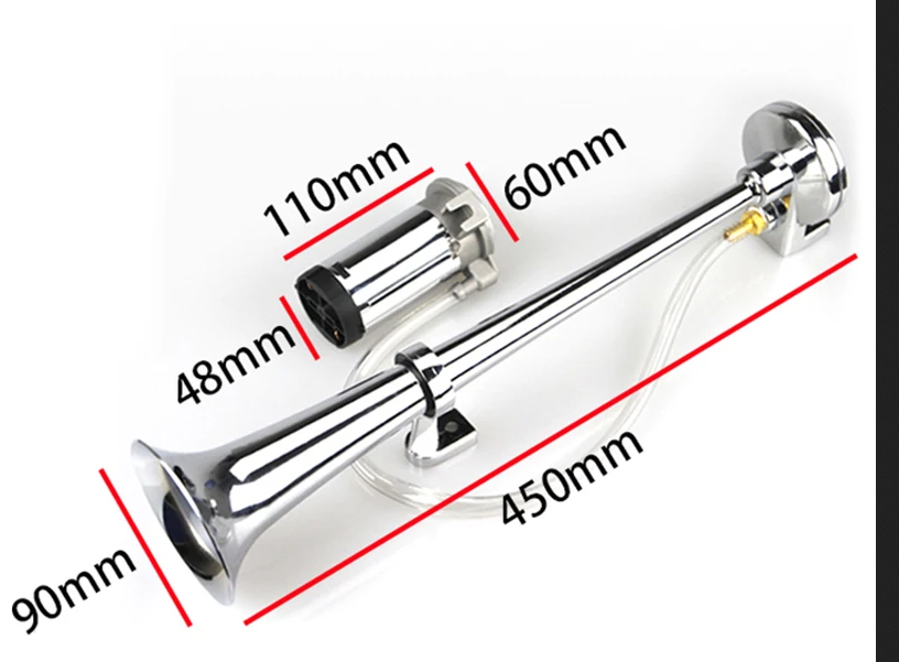 Universal 17inch Single Trumpet Car Air Horn 12V Compressor 150DB Super Loud Air Hose Car Horn Speaker for Truck Boat Motorcycle