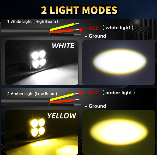 Super bright 3 Inch Dual Color LED Spotlights 200W Fog lamp Headlight Accessory For Motorcycle ,Truck, Car SUV ATV 30000LM 24V 12V