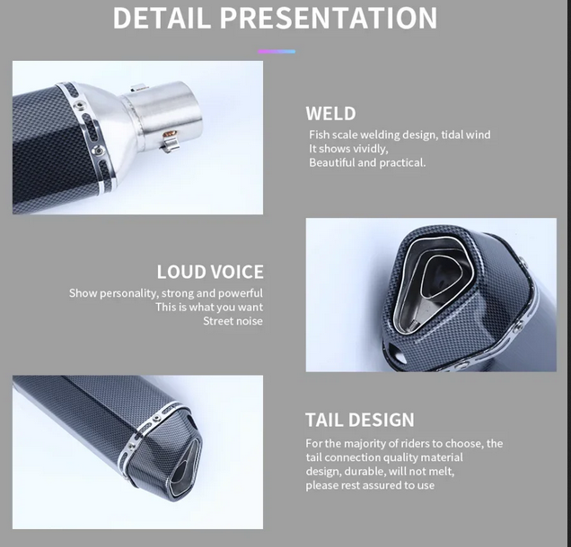 Motorcycle Slip-on Exhaust Pipe with DB Killer Escape Moto Universal 51mm 60mm Muffler for Honda Yamaha Suzuki Kawasaki Benelli