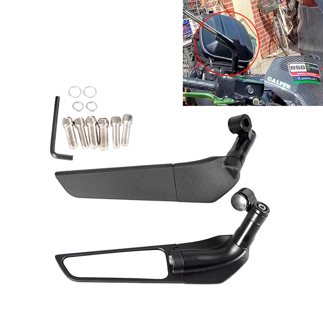 Universal Motorcycle Rearview Mirrors Wind Wing Adjustable Rotating Side Mirrors