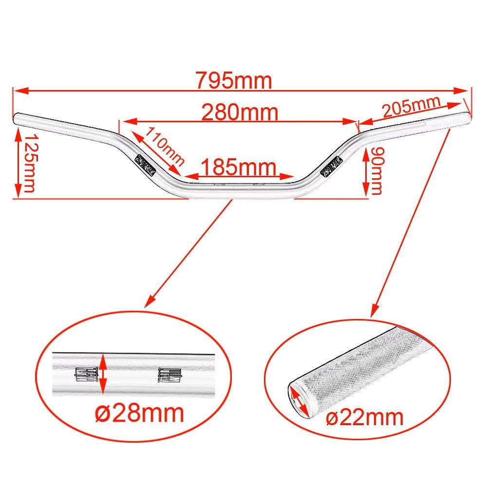 Handlebar For PRO Taper Pack Fat Bar 1-1/8" Dirt Pit Bike Motocross Motorcycle Handlebar 810mm length 28.5mm aluminum