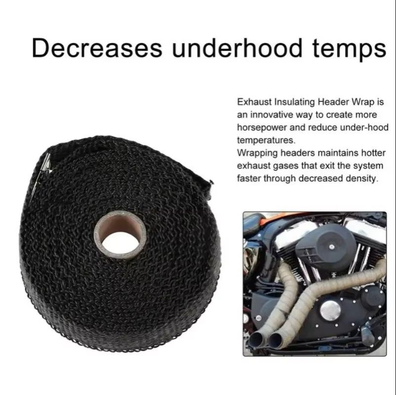 Car Motorcycle Exhaust Thermal Exhaust Tape Exhaust Heat Tape Wrap Pipe Wrap Shields Manifold Header Insulation Car Accessories