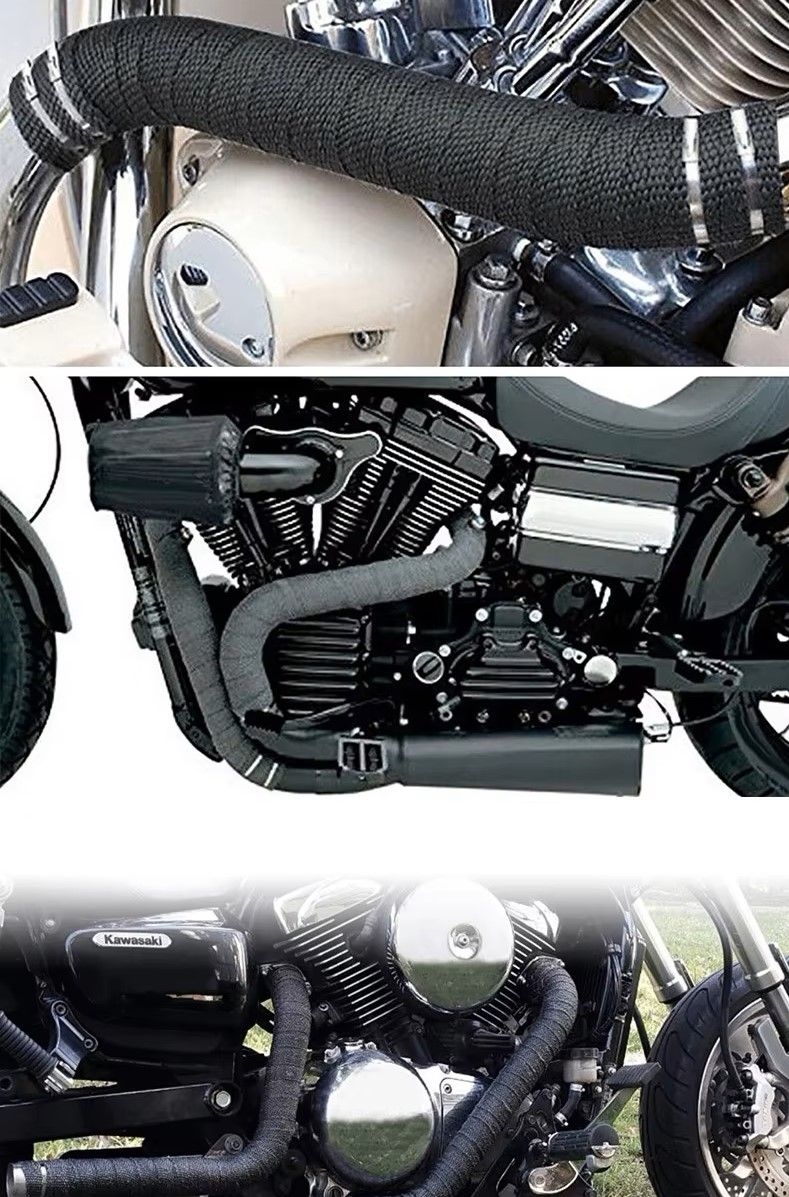 Car Motorcycle Exhaust Thermal Exhaust Tape Exhaust Heat Tape Wrap Pipe Wrap Shields Manifold Header Insulation Car Accessories