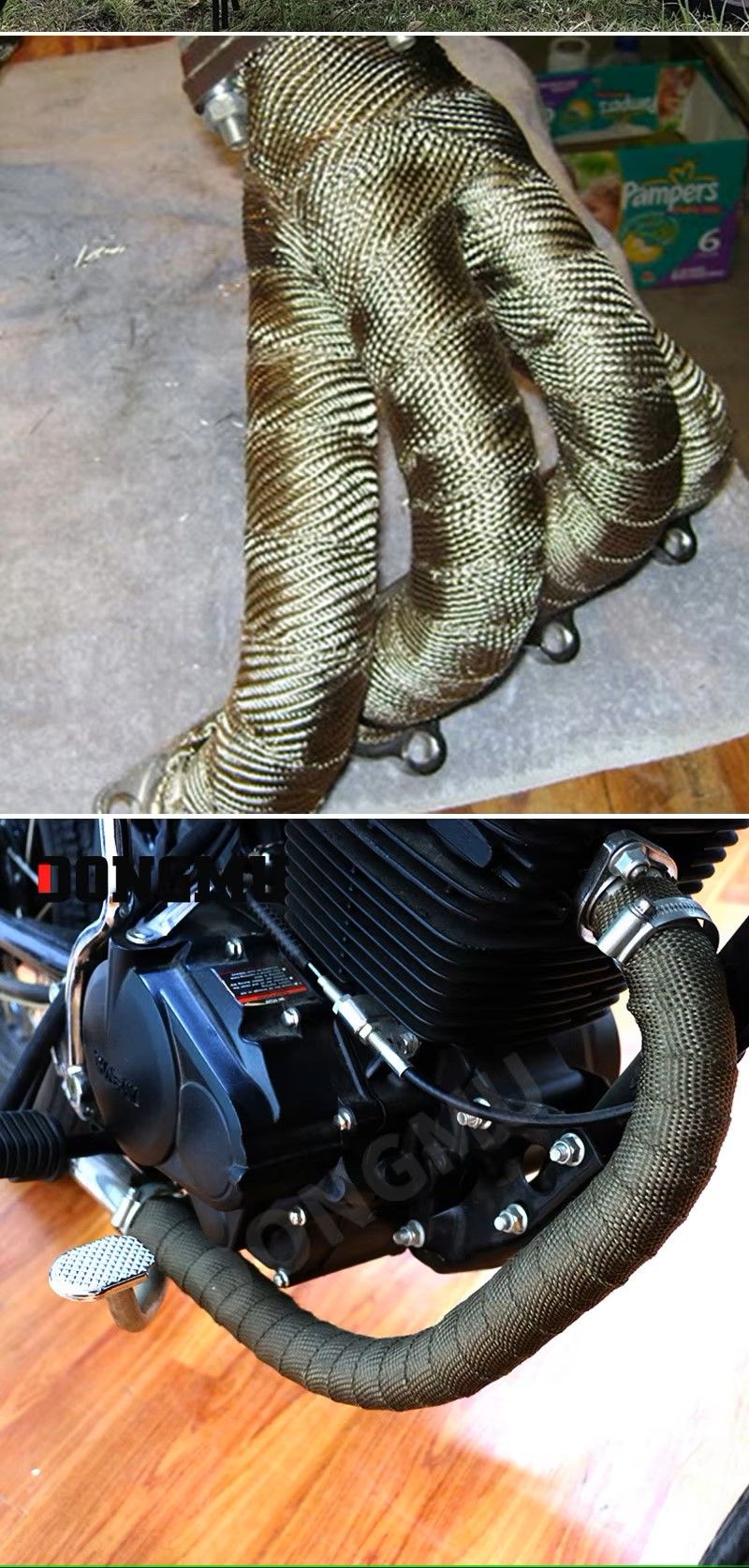 Car Motorcycle Exhaust Thermal Exhaust Tape Exhaust Heat Tape Wrap Pipe Wrap Shields Manifold Header Insulation Car Accessories