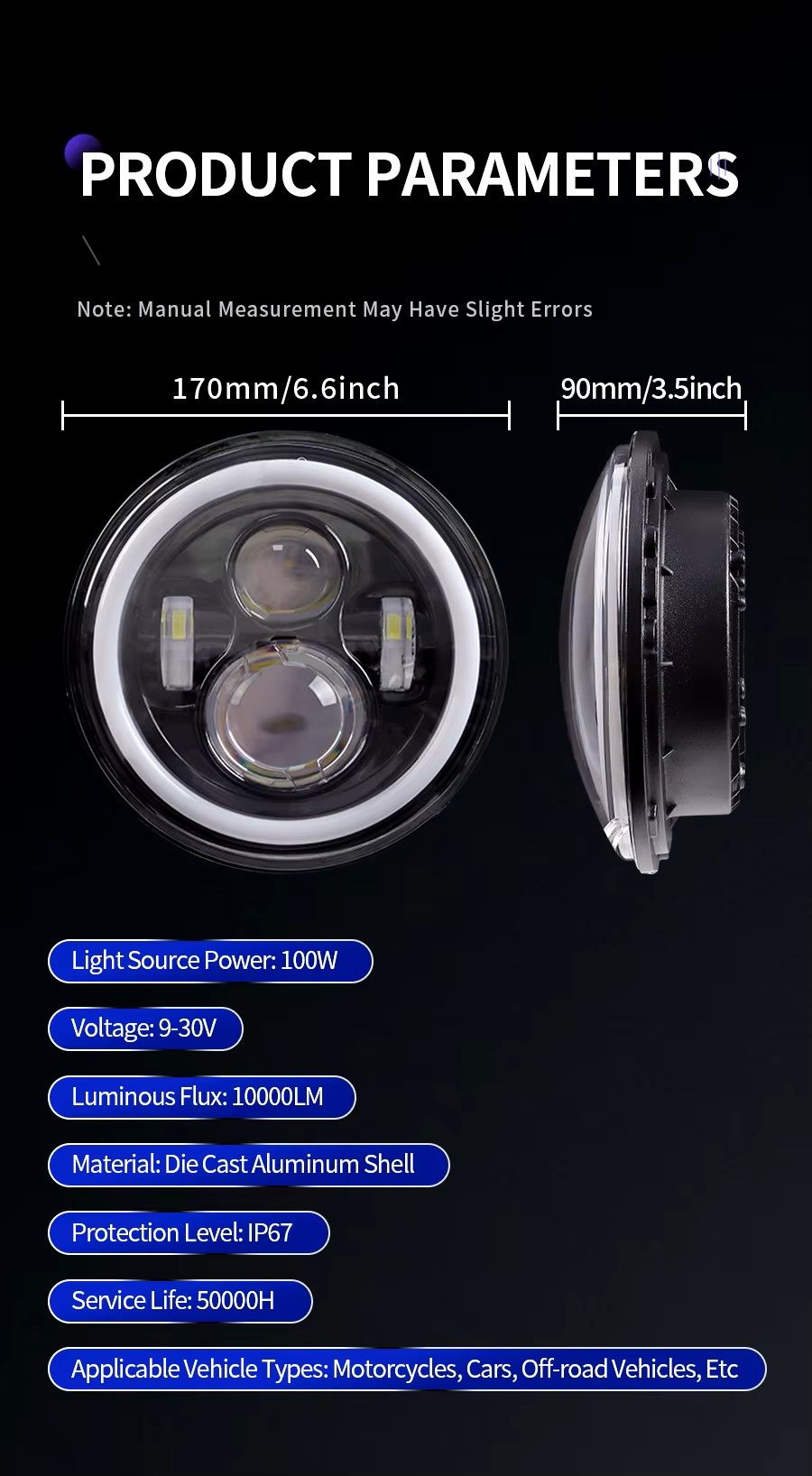 7Inch LED Headlight White Halo Angle Eyes Led Headlamp Hi/Low Turn Signal For Urban 4X4 Suzuki Samurai Jeep Wrangler Off Road