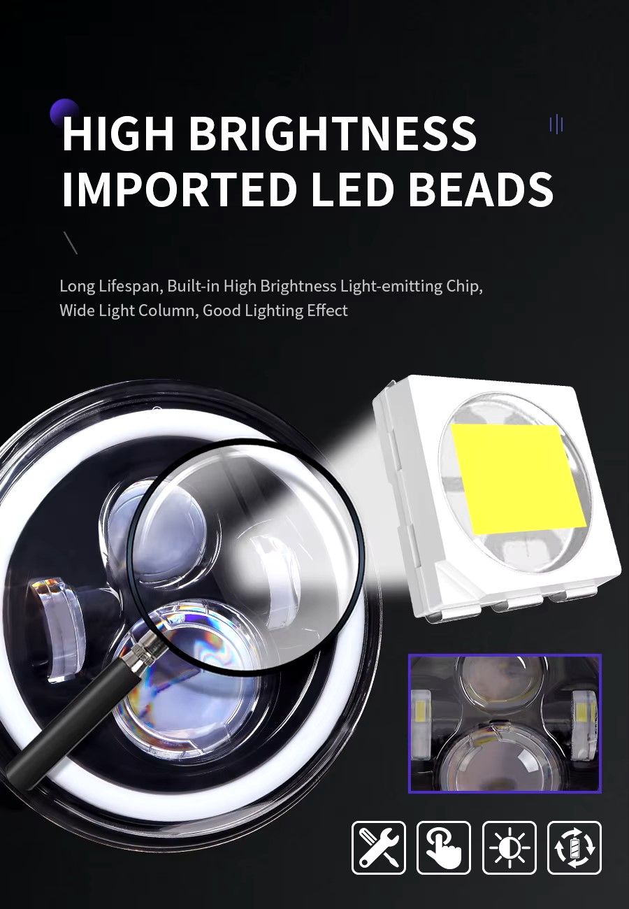 7Inch LED Headlight White Halo Angle Eyes Led Headlamp Hi/Low Turn Signal For Urban 4X4 Suzuki Samurai Jeep Wrangler Off Road