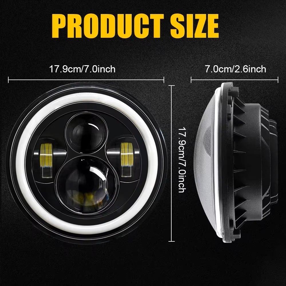 7Inch LED Headlight White Halo Angle Eyes Led Headlamp Hi/Low Turn Signal For Urban 4X4 Suzuki Samurai Jeep Wrangler Off Road