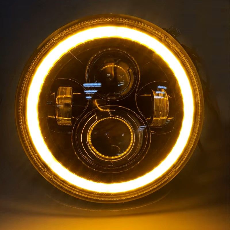 7Inch LED Headlight White Halo Angle Eyes Led Headlamp Hi/Low Turn Signal For Urban 4X4 Suzuki Samurai Jeep Wrangler Off Road