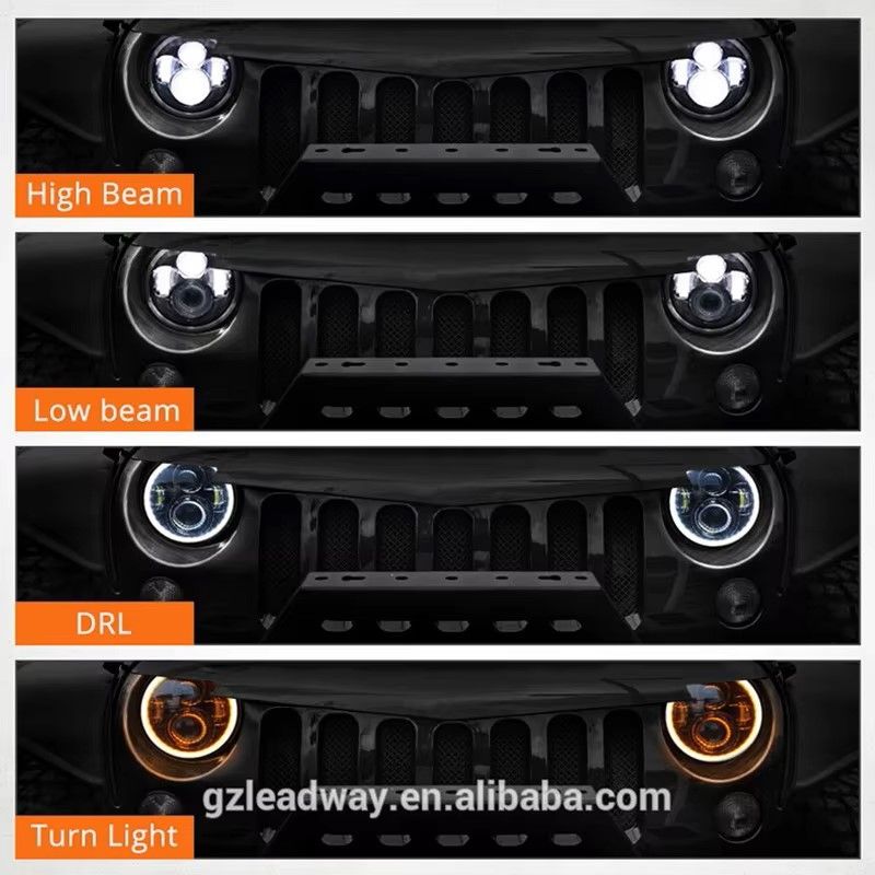 7Inch LED Headlight White Halo Angle Eyes Led Headlamp Hi/Low Turn Signal For Urban 4X4 Suzuki Samurai Jeep Wrangler Off Road