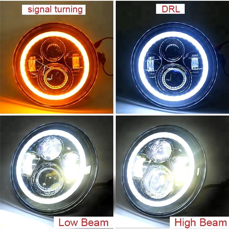 7Inch LED Headlight White Halo Angle Eyes Led Headlamp Hi/Low Turn Signal For Urban 4X4 Suzuki Samurai Jeep Wrangler Off Road