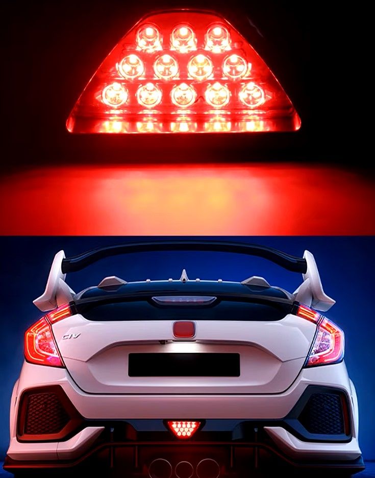 12V 7W Car Motor LED Brake Light F1 Triangle Reverse Safety Parking Strobe Fog Lamp Universal Led Rear Laser Warning Tail Light