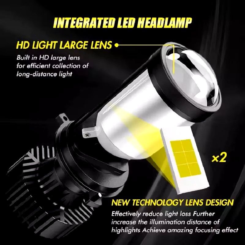 Y6 H4 6500k Super Bright Mini Lens Laser LED 100W Car Headlight 20000LM Hi/Low Beam Turbo Fog Light Bulb Projector Canbus Lamp