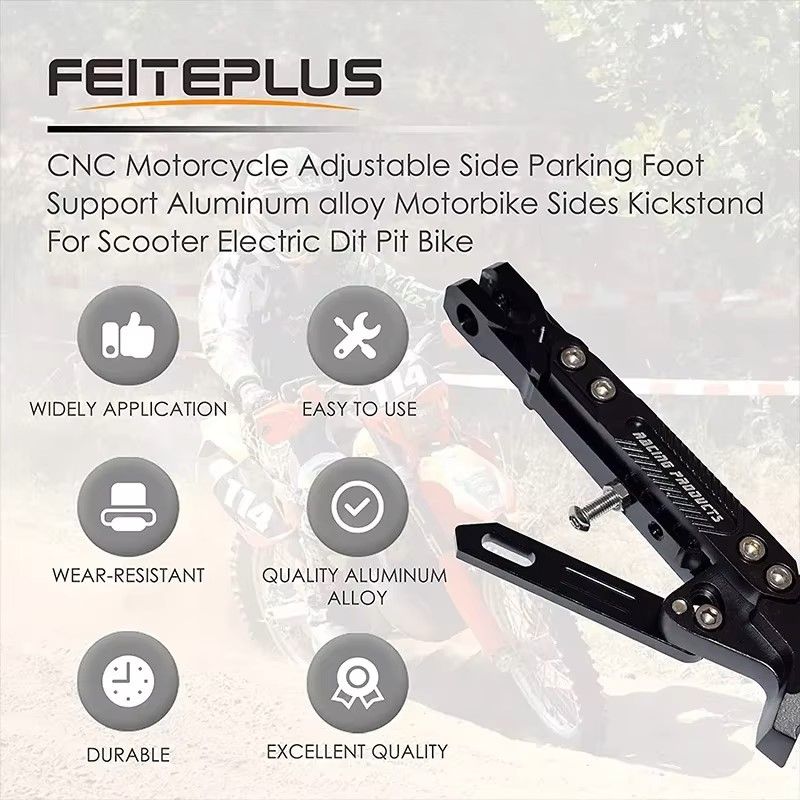 Adjustable Universal CNC Metal Motorcycle Foot Bracket Side Stand Support Durable Corrosion Resistant Parking sidestand