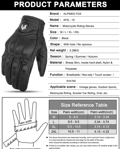 Motorcycle Leather Gloves Vintage Men Women Protective Touchscreen Motorbike Motorcross Cycling Guantes Moto Perforated