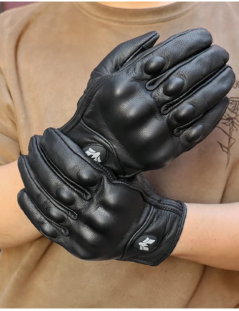 Motorcycle Leather Gloves Vintage Men Women Protective Touchscreen Motorbike Motorcross Cycling Guantes Moto Perforated