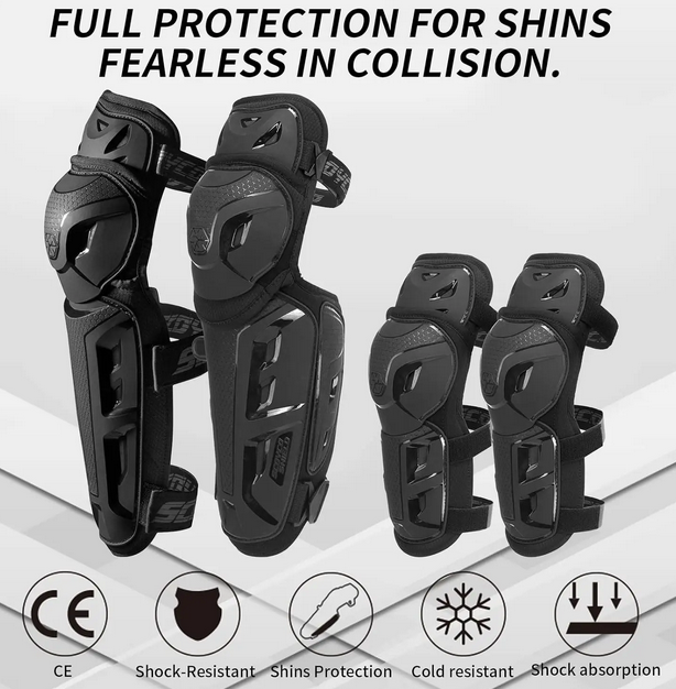 Motorcycle Knee Shin Guard Pads for Men Anti-Slip 2 in 1 Protector Adjustable Motocross Knee Protection Armor Racing Prot