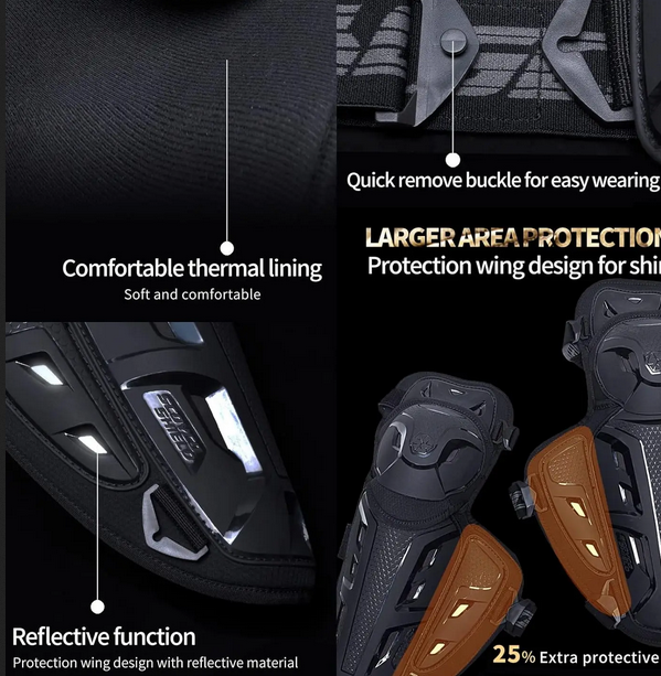 Motorcycle Knee Shin Guard Pads for Men Anti-Slip 2 in 1 Protector Adjustable Motocross Knee Protection Armor Racing Prot