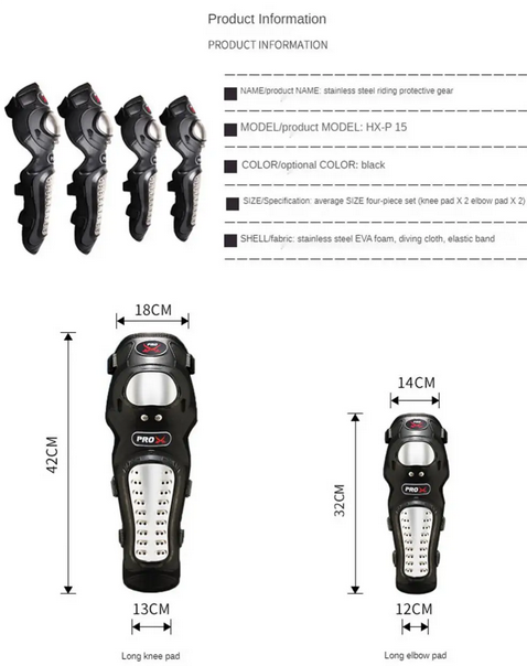 1Pair Motorcycle Kneepad Motocross Racing Protective Gear Stainless Steel Motorcyclist Elbow Knee Pads Protector Fall Protection