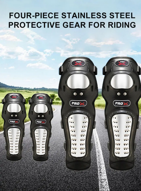 1Pair Motorcycle Kneepad Motocross Racing Protective Gear Stainless Steel Motorcyclist Elbow Knee Pads Protector Fall Protection