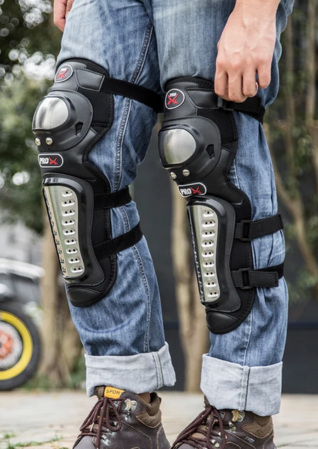 1Pair Motorcycle Kneepad Motocross Racing Protective Gear Stainless Steel Motorcyclist Elbow Knee Pads Protector Fall Protection