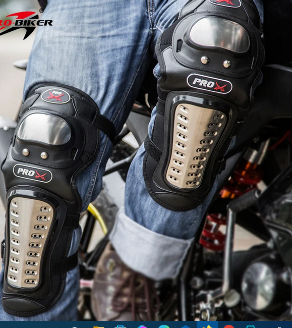 1Pair Motorcycle Kneepad Motocross Racing Protective Gear Stainless Steel Motorcyclist Elbow Knee Pads Protector Fall Protection