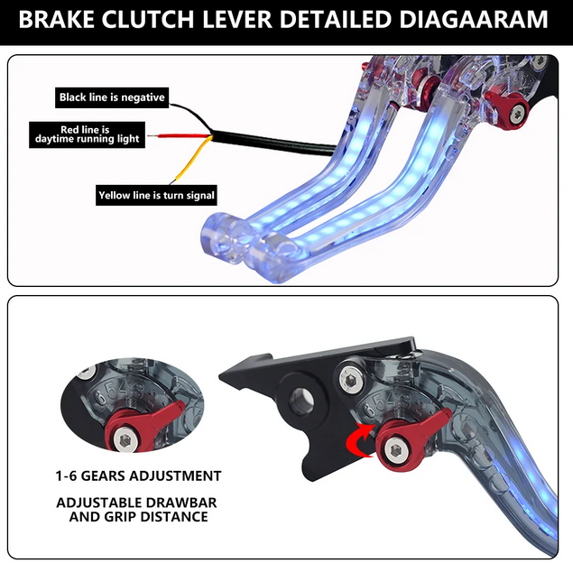 Motorcycle Adjustable Brake Clutch Levers Light Up Signal Turn Light Brake Handle Levers m1000rr