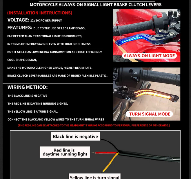 Motorcycle Adjustable Brake Clutch Levers Light Up Signal Turn Light Brake Handle Levers m1000rr