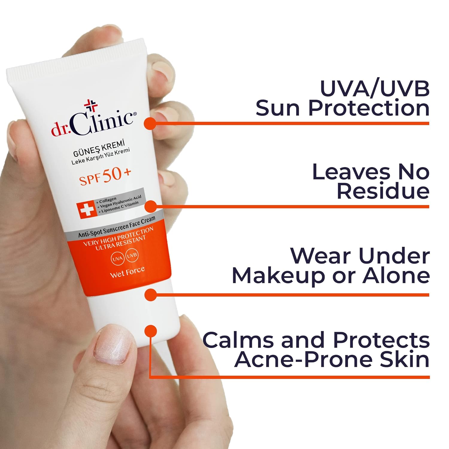 DR.CLINIC Facial Sunscreen for Sensitive Skin - Spf 50 - Reef Safe, Travel Size Sun Protection for Face